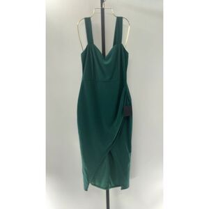 Lulu's Emerald Green Draped Cowl Midi Dress
